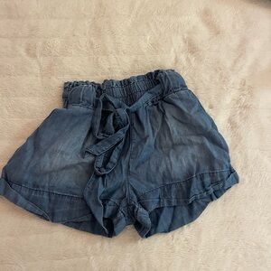 High Waist Flowy Denim Blue Women's Shorts